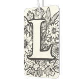 Schwarzweiß-Monogramm der personalisierten Blume Autolufterfrischer (Links)