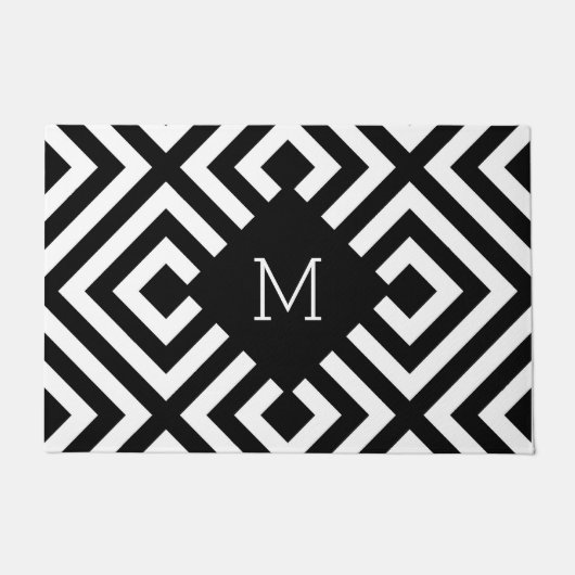 Schwarzweiss-Monogramm Fußmatte (Vorderseite)
