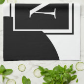 Schwarzweiß-Monogramm Geschirrtuch (Gefaltet)