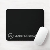 Schwarzweiß-Monogramm-Individuelle Name Mousepad (Mit Mouse)