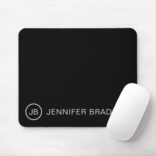 Schwarzweiß-Monogramm-Individuelle Name Mousepad (Mit Mouse)