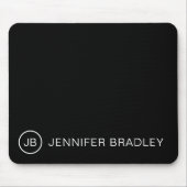 Schwarzweiß-Monogramm-Individuelle Name Mousepad (Vorne)