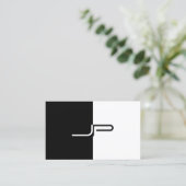Schwarzweiss-Monogramm-Initialen-elegantes Visitenkarte (Stehend Vorderseite)