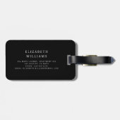 Schwarzweiß-Monogramm Minimalistisch Gepäckanhänger (Rückseite horizontal)