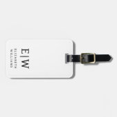 Schwarzweiß-Monogramm Minimalistisch Gepäckanhänger (Vorderseite horizontal)