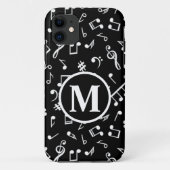 Schwarzweiß-Monogramm-Musiknote Case-Mate iPhone Hülle (Rückseite)