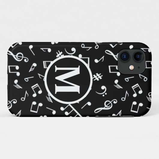 Schwarzweiß-Monogramm-Musiknote Case-Mate iPhone Hülle (Rückseite (Horizontal))