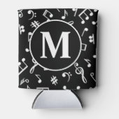 Schwarzweiß-Monogramm-Musiknote Dosenkühler (Vorderseite)