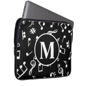 Schwarzweiß-Monogramm-Musiknote Laptopschutzhülle (Vorne Rechts)