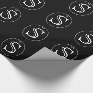 Schwarzweiss-Monogramm-Packpapier Geschenkpapier