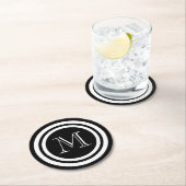 Schwarzweiss-Monogramm Runder Pappuntersetzer (Vor Ort)