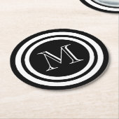 Schwarzweiss-Monogramm Runder Pappuntersetzer (Angewinkelt)