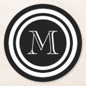Schwarzweiss-Monogramm Runder Pappuntersetzer (Vorderseite)