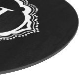 Schwarzweiss-Monogramm-rundes Glasschneiden-Brett Schneidebrett (Ecke)