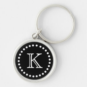 Schwarzweiss-Monogramm-Schlüsselkette Schlüsselanhänger