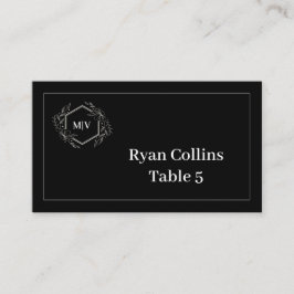 Schwarzweiß-Monogramm-Wappen-Platzkarten Platzkarte