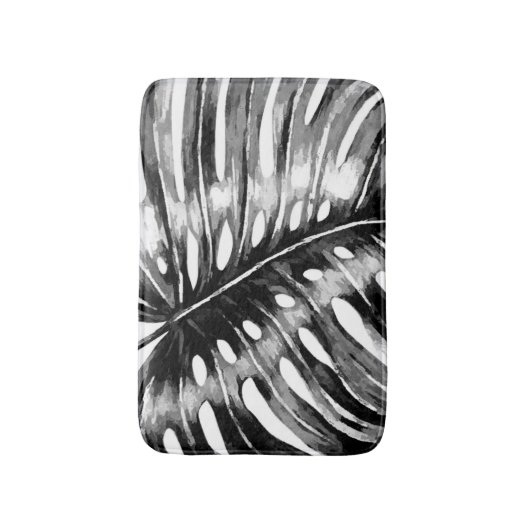 Schwarzweiss-monstera Palmblatt tropisch Badematte (Vorderseite Vertikal)