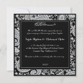 Schwarzweiss-moslemische Hochzeit Paisleys Einladung (Vorderseite)