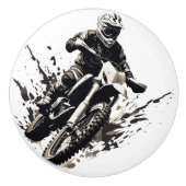 Schwarzweiß-Motorrad mit Slick Keramikknauf (Vorderseite)