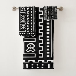 Schwarzweiss-Mudcloth Tuch-Set Badhandtuch Set
