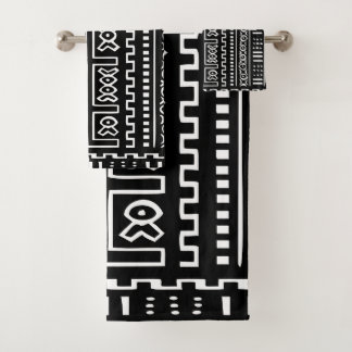 Schwarzweiss-Mudcloth Tuch-Set Badhandtuch Set
