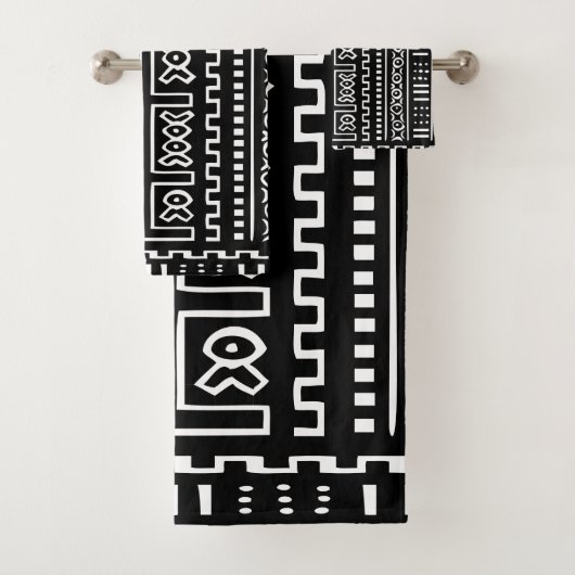 Schwarzweiss-Mudcloth Tuch-Set Badhandtuch Set (Insitu)