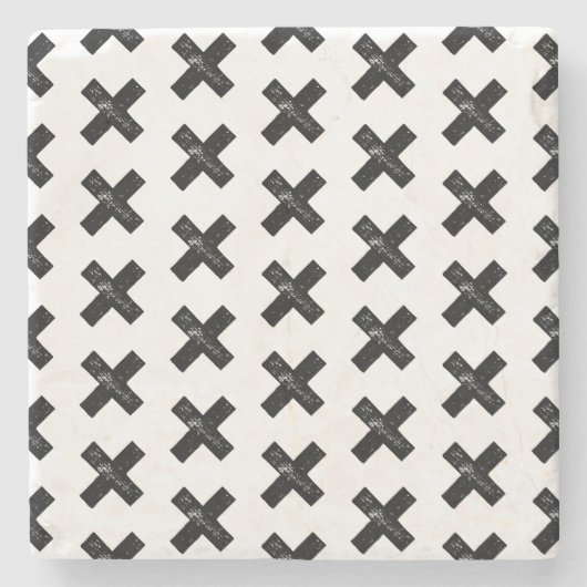 Schwarzweiß "Multiplizieren" Mathematik Symbol Lin Steinuntersetzer (Vorderseite)