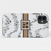 Schwarzweiß-Musiknote Musician Monogram Case-Mate iPhone Hülle (Rückseite (Horizontal))