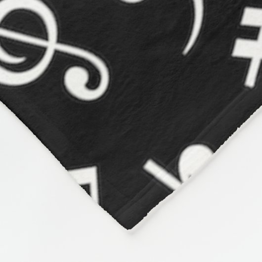 Schwarzweiß-Musiknote Musician Monogram Fleecedecke (Ecke)