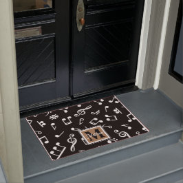 Schwarzweiß-Musiknote Musician Monogram Fußmatte