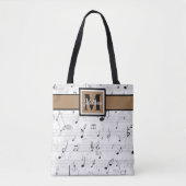 Schwarzweiß-Musiknote Musician Monogram Tasche (Vorderseite)