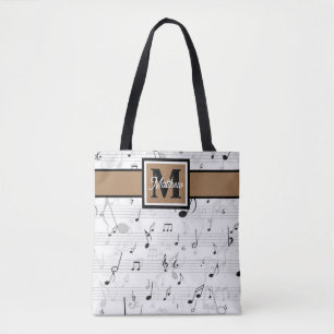 Schwarzweiß-Musiknote Musician Monogram Tasche