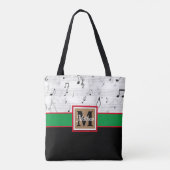 Schwarzweiß-Musiknote Musician Monogram Tasche (Rückseite)