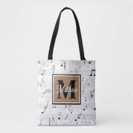 Schwarzweiß-Musiknote Musician Monogram Tasche