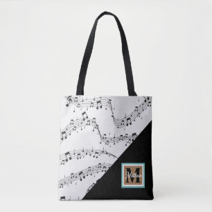 Schwarzweiß-Musiknote Musician Monogram Tasche