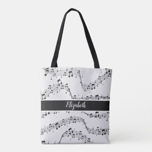 Schwarzweiß-Musiknote Tasche (Rückseite)