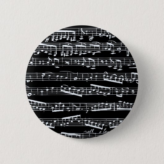Schwarzweiss-Musiknoten Button (Vorderseite)