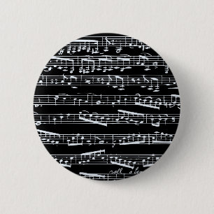 Schwarzweiss-Musiknoten Button