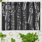 Schwarzweiss-Musiknoten Handtuch (Gefaltet)