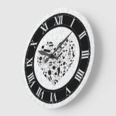 Schwarzweiss-Musiknoten-Herz-Wand-Uhr Große Wanduhr (Winkel)