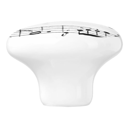 Schwarzweiss-Musiknoten Keramikknauf (Seitenansicht)