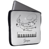 Schwarzweiß-Musiknoten mit Individuelle Name Laptopschutzhülle (Vorne Rechts)