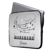 Schwarzweiß-Musiknoten mit Individuelle Name Laptopschutzhülle (Vorderseite Links)