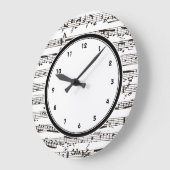 Schwarzweiß-Musiknoten-Uhr mit Zahlen Große Wanduhr (Winkel)
