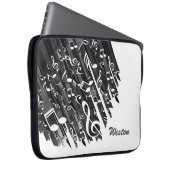 Schwarzweiß-Musiknoten und benutzerdefinierte Mono Laptopschutzhülle (Vorne Rechts)