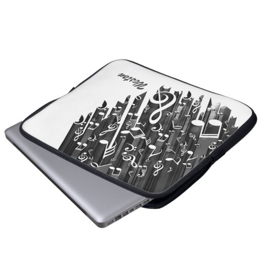 Schwarzweiß-Musiknoten und benutzerdefinierte Mono Laptopschutzhülle (Vorne Knopf)