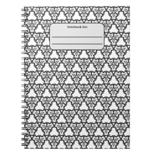 Schwarzweiß-Muster - angepasstes Notebook Notizblock (Vorderseite)