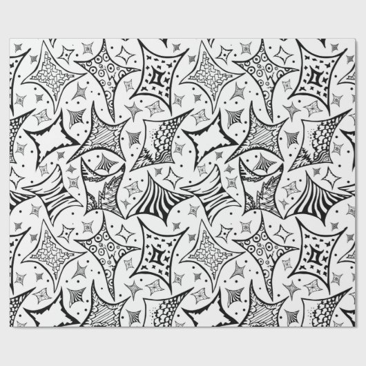 Schwarzweiss-Muster Geschenkpapier (Flach)