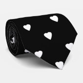 Schwarzweiss-Muster - Herzen Krawatte (Gerollt)