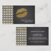 Schwarzweiß Muster & Imitate Gold Shine Lippen Visitenkarte (Vorne/Hinten)